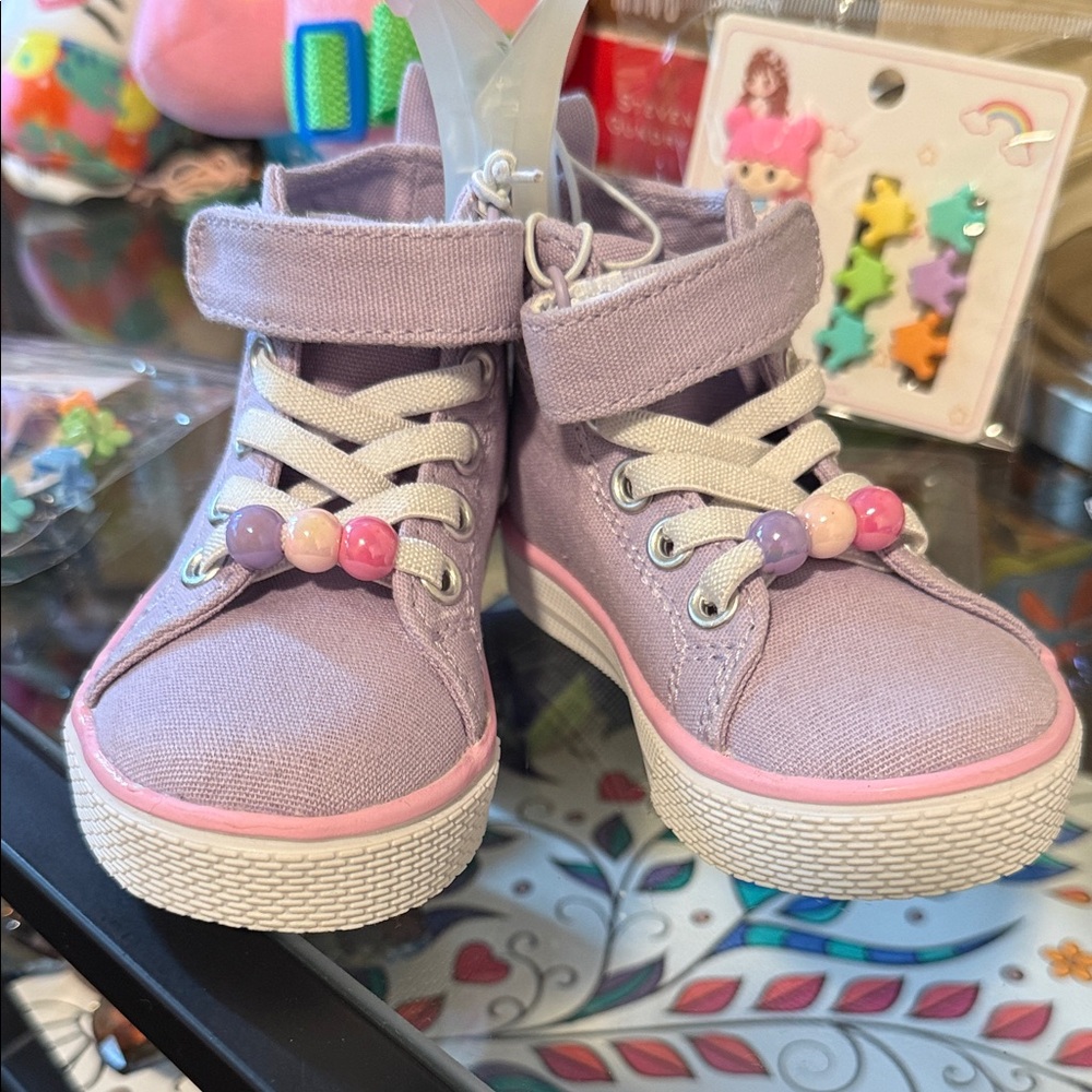 The Children's Place Lavender Glitter Butterfly Sneakers - Picture 2 of 5